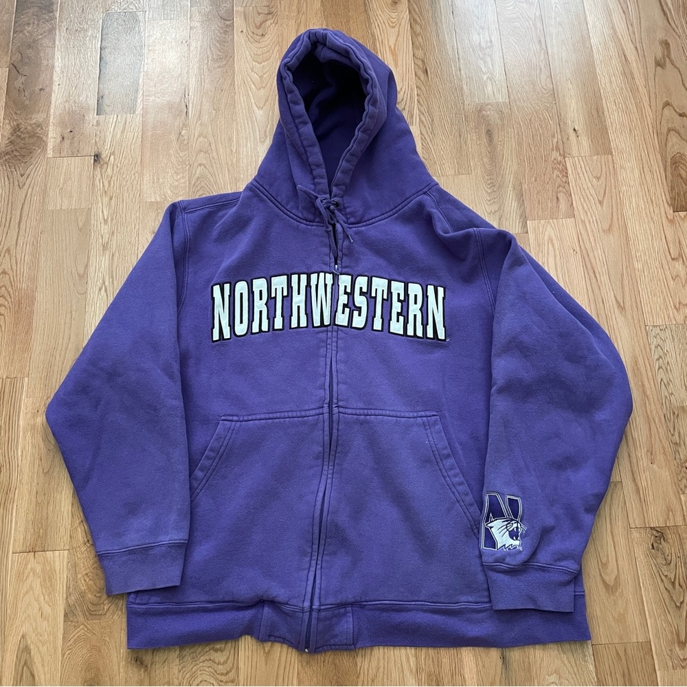 Vintage 90’s Northwestern University Zip Up Hoodie Sweatshirt